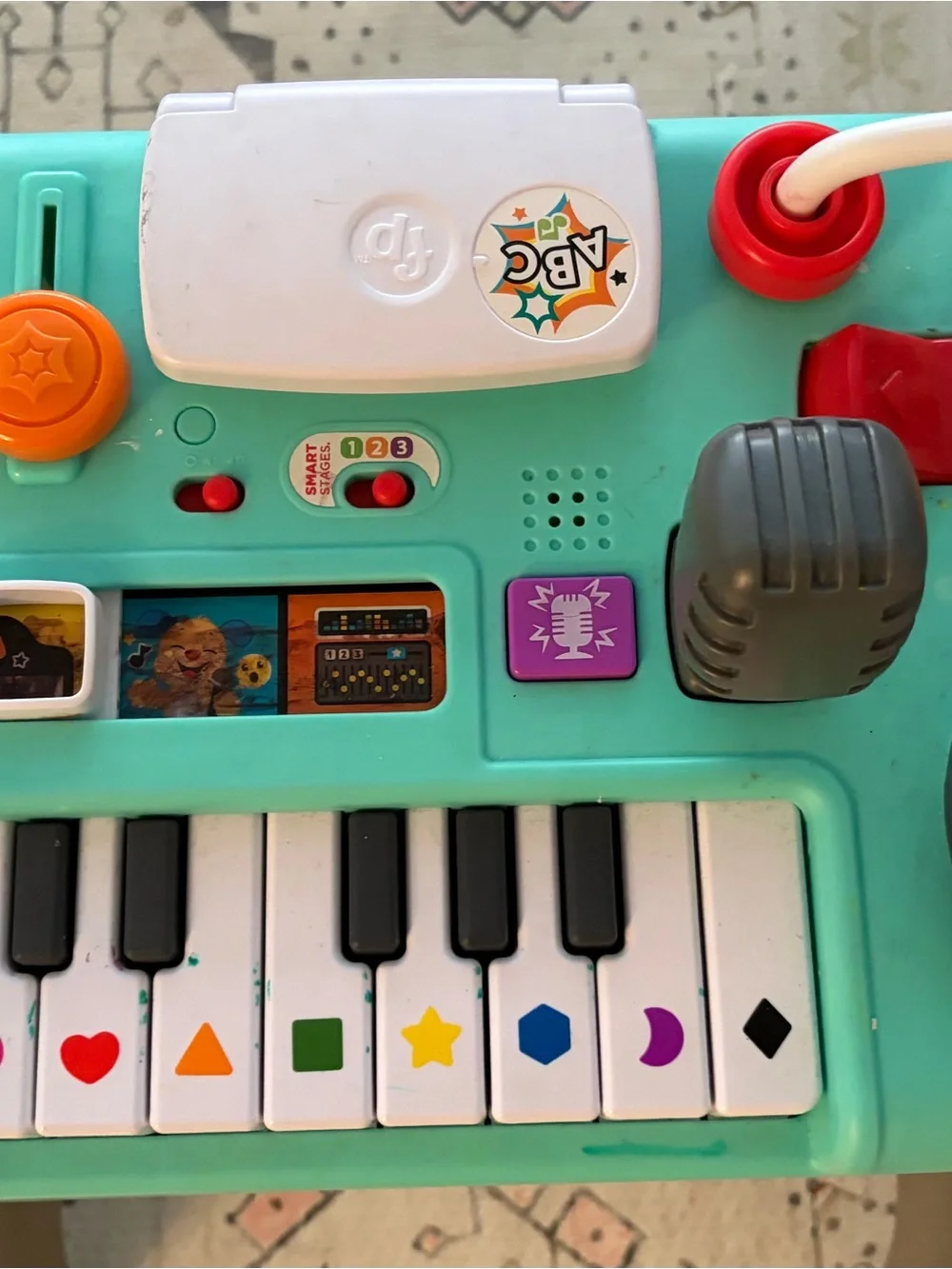 Fisher-Price Teal Activity Piano Table with Colorful Buttons Record and Play